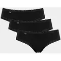 sloggi Hipster 24/7 Cotton Lace (3er Pack) aus zarter Spitze, elastisch, feminin schwarz 44