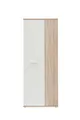 FORTE NET106 Schrank 70 180, Mehrzweckschrank klein, Staubsaugerschrank, Abstellraum, 2-türig mit Einlegeböden, Weiß mit Holzdekor: Sonoma Eiche, 69 cm breit x 179 cm hoch x 35 cm tief