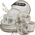 Moritz & Moritz BLOSSOM Porzellan Geschirrset 12 Personen 48-tlg. - Modernes Tafelservice mit verspieltem Design - Pflegeleichtes Kaffeeservice mit Teller Set, Schüsseln & Tassen - Kombiservice