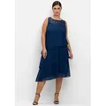 Sheego Etuikleid Cocktailkleid Ärmellos im Layerlook, mit Pailletten blau 56 EU