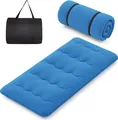 COSTWAY Matratze mit waschbarem Bezug und Tragetasche, Tatami-Matte faltbar, Bodenmatratze 90x200cm Blau