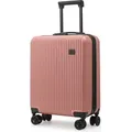 CabinFly Cruisair Ryanair 55x40x20cm Koffer Reisekoffer Hartschalenkoffer Travel Trolley Rollkoffer Handgepäck 4 Rollen TSA-Schloss Roségold ABS - Rosa