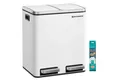 SONGMICS Mülleimer 2 Fächer, Mülltrennsystem, Treteimer, Abfalleimer Küche, 15 Müllsäcke, 2 x 15 L, Inneneimer aus Kunststoff, Klappdeckel, Softclose, luftdicht
