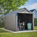 Gerätehaus Garagenzelt Carport Folienzelt Gartenschuppen Fahrradgarage Lagerzelt Aufbewahrungsgarage Auto Motorrad Schutz Unterstand 157x218x166cm - Grau