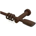 INTERDECO Gardinenstange Talena Etta, Ø 20 mm, 1-läufig, Fixmaß, kürzbar, Wandmontage, Deckenmontage, Holz, Nussbaum braun Ø 20 mm x 120 cm