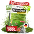 TerraUno Rasendünger Frühjahr/Sommer I Sofortwirkung für saftiges grün I 20 kg für 1000 m² I gesunder Rasen verdrängt Moos und Unkraut I NPK Dünger Rasen I Gegen Trockenstress I Für den Streuwagen