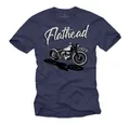 MAKAYA T-Shirt Herren Motorrad Motiv Audruck Flathead Männer Geschenke Motorradfahrer mit Druck