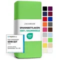 Jacobson Spannbettlaken aus 100% Baumwolle, Jersey Bettlaken 160 g/m2, Spannbetttuch mit Gummizug, OEKO-TEX®, pflegeleicht, viele Farben grün 120 - 130 cm x 200 cm