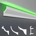HEXIM LED Stuckleisten Sparpakete - Indirekte Beleuchtung mit Deckenleisten aus PU, leicht & lichtundurchlässig- (2m LED-10) Zierleisten Zubehör Wand