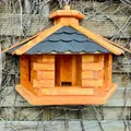 DARLUX Wand Vogelfutterhaus XL Vogelhaus Holz Futterstelle Hängend Braun,Schwarz