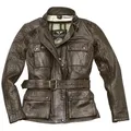 Black-Cafe London Madrid Damen Motorrad Lederjacke, braun, Größe M