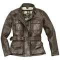 Black-Cafe London Motorradjacke Madrid Damen Motorrad Lederjacke herausnehmbares Innenfutter braun M