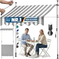 KESSER® Klemmmarkise mit Handkurbel Balkon | Balkonmarkise ohne Bohren | Markise UV-beständig höhenverstellbar & wasserabweisend | Sonnenschutz für Balkon Terrasse & Garten, Terrassenüberdachung 150cm