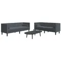 vidaXL 2-tlg. Chesterfield-Sofa-Set mit Nackenrollen Dunkelgrau Samt