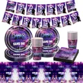 Video Gamer Pappteller Kindergeburtstag Deko-Video Gaming Geburtstag Geschirr Spiel Geburtstagsdeko Spielliebhaber Partygeschirr Fortnit Party Supplies Deko Banner Tischdecke Servietten Teller Tassen
