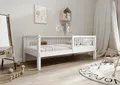 TIMBEE - Alfi - Kinderbett 90x200 cm - Bett Weiß - Einzelbett für Kinder mit Lattenrost und Rausfallschutz Abnehmbar - Hohe Beine - Belastbar bis 100 kg - aus Kiefernholz Klasse 1