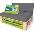Pillows24 - Palettenkissen mit abnehmbarem Bezug - 2ER SET | Polster für Europaletten 120x80 Sofa - Wasserfest - Outdoor/Indoor | Dunkelgrau - Grau