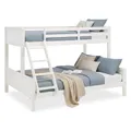 Homestyle4u Kinderbett Etagenbett 90x200 und 140x200 Hochbett Jugendbett für 2 Kinder inkl. Lattenrost Kiefer Massivholz Weiß