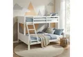 Homestyle4u Kinderbett 90x200 140x200 Kinderbett Weiß Grau Geschwister Kinderzimmer Hochbett (Komplett-Set mit 2x Lattenrost, mit 2x Lattenrost), Weiß, Stockbett, 2 Liegeflächen, mit Rausfallschutz