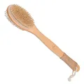 K-Pro Rückenbürste mit Langem Stiel – Doppelseitige Körperbürste aus Naturborsten & Kirschholz, Peelingbürste mit harten & weichen Borsten für Dusche, Bad und Rückenpflege für Damen & Herren.