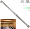 Kleiderstange Ausziehbar 69-120CM,Edelstahl Rundrohr Teleskop Garderobenstange
