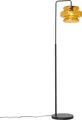 Qazqa Retro Stehleuchte mit Schirm, Stehlampe - Denise - Orange, Rund, max. 15W, Geeignet für LED, 153cm, Ideal als Wohnzimmerlampe