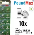 10x AG0 Alkaline Knopfzelle PM 379 119SG0 SR63 GP379 LR521 D379 SR521W 1,5 V