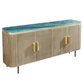 riess-ambiente.de Design Sideboard Veneziano 160cm Messing grün Marmorplatte Mangoholz Retro
