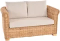 Rattan Wohnzimmer-Sofa Nizza 2-Sitzer Lounge-Sofa mit Polster (Hell Natur)