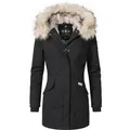 Navahoo Wintermantel Cristal stylischer Damen Winterparka mit Kunstfell-Kapuze schwarz S (36)
