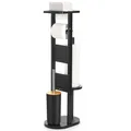 Yorbay Stand WC-Garnitur aus Bambus, mit Toilettenpapierhalter und WC-Bürstenhalter/Smartphone Ablage/Toilettenbürste/Klorollenhalter (Schwarz)