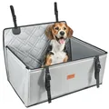 VEVOR Autositz Hunde 750 x 580 x 500 mm, Hundeautositz mit Stützrahmen, Haustierautositz mit ansteckbarer Sicherheitsleine, Baumwollfüllung, Rücksitz für kleine mittele Hunde bis 22 kg, Grau