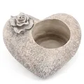 Novaliv Grabschmuck Herz Rose Grau Grabdeko Grabherz grabdekoration Gedenkstein Teelichthalter Herz Trauerstein