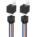 Gebildet 2 Stück JD1912 Auto-Relais-Kabelbaum, 12V, 40A, 4-Polig, SPST, 12 AWG, Kabelbaum-Steckdosen mit Eingebauter Diode für Autos, LKW, Transporter, Motorräder, Boote