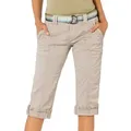 Fresh Made Caprihose Damen Caprihose Sommerhose mit buntem Gürtel Capri kurze Hose Sommerfarben beige|braun XS