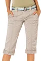 FRESH MADE Damen Capri-Hose 3/4-Shorts mit Metallic Gürtel beige XS