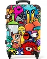 NoBoringSuitcases.com© Kinderkoffer mit leuchtende Räder - Design - Regenbogen - Tiere - Monster - Lustig, 4 Rollen, Mittelgroßer Reisetasche mit Rollen für 20kg, Kinderkoffer
