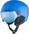 ALPINA ZUPO Visor Q-LITE - hochwertiger & sicherer Skihelm für Kinder, mit abnehmbaren Ohrenpolstern, mit kontrastverstärkendem Visier - Blue matt - L (54-58 cm)