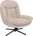 Relaxsessel HWC-P32, Fernsehsessel Nosagfederung Polstersessel, drehbar Metall Stoff/Textil Chenille (370 g/m²) creme