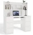 Set Schreibtisch KUBA + Aufsatz Weiß