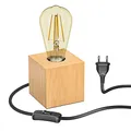 ledscom.de Tischlampe HITO, Holz massiv, eckig, inkl. E27 LED Retro gold max. 814lm extra-warmweiß 3-Stufen