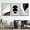 3-teiliges Premium Poster Set Kunst Bilder Abstrakt Schwarz Beige