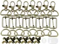 Drehbare Karabinerhaken Schlüsselanhänger 30 Stück D-Ringe Triglide-Schiebeschnalle Magnetknöpfe Taschenverschluss Metall Halbrund Schnallen Hardware Dornschließe für Rucksack DIY Zubehör (Bronze)
