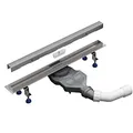 Aquabad Edelstahl schmale Duschrinne - Slim Pro, Länge 60 cm, linealer Bodenablauf inkl. Abdeckung/Blende: Bord, Siphon und Haarsieb, Ablaufrinne