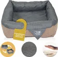 DEAR DARLING DD-06 Luxus Hundebett Braun Anthrazit Gr. L 80x80cm Memoryschaum Matratze Katzenbett Hundekörbchen Katzenkörbchen Tierbedarf Haustierzubehör Katzenbedarf Hundebedarf Hundezubehör Katzenzubehör