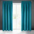 Eurofirany Logan Vorhang Blickdicht, Blackout, Satin Verdunkelungsvorhang mit Kräuselband - 1 STK. Elegant, Glatt, Einfarbig, Wohnzimmer, Schlafzimmer, 135x270 cm, Seegrün