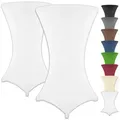 Gräfenstayn Stehtischhusse 2er Set Stretchbezug Stehtisch Hussen, Elegante Stehtischhusse für Bistrotische weiß 70 cm x 120 cm