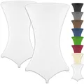 Gräfenstayn 2er-Set Stretch Stehtischhusse Diana mit Öko-Tex Siegel, Verstärkung im Fußbereich, in vielen Farben und Größen Ø60-65cm / Ø70-75cm / Ø80-85cm (Weiß, Ø70-75cm)