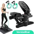 Hulser Stepper mit display - Einstellbarer Widerstand - Mit Widerstandsbändern - Fitnessgeräte für Zuhause - Für Kardio- und Krafttraining - Schwarz