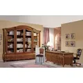Braunes Büro-Set Luxus Schreibtisch Vitrine Drehsessel Klassisch 3tlg - Braun